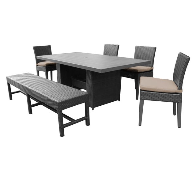 Belle Table de Salle à Manger Rectangulaire avec 4 Chaises 1 Banc