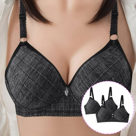 

3pcs 2PC Women Large Size Simple Lattice Adjustable Shoulder Strap Underwire Underwear Bra bras for women