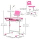 Qaba Kids Desk and Chair Set Height Student Writing Desk, Rose – image 3 sur 9