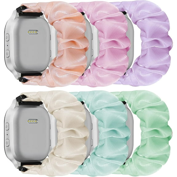 XiHAMA 6 Pack Scrunchie Band Compatible with Cosmo JrTrack 4/3/2 SE/2/JrTrack & Gizmo Watch Adventrue 3 3 2 1/Gabb Watch 3e 3 2 1/SyncUP Watch Band, 20mm Cute Soft Stretchy Strap for Small Wrist