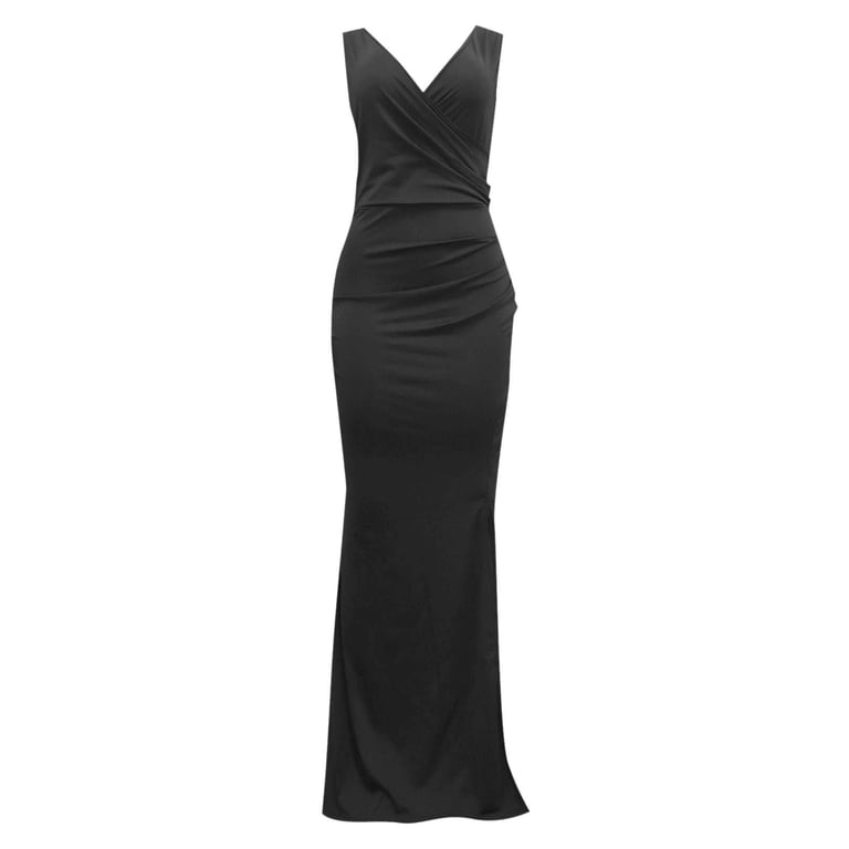 Womens Cocktail Dress Ladies Elegant Sleeveless V Neck Split Evening Gown Long Dress Evening Dresses Black L - Walmart.com Womens Cocktail Dress Ladies Elegant Sleeveless V Neck Split Evening Gown Long Dress Evening Dresses Black L - Walmart.com