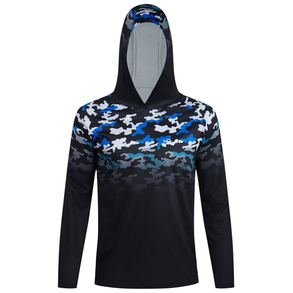 Men's Sun Protection Hoodie Shirts UPF 50 Rash Guard SPF Long Sleeve Fishing Shirt for Men Swim Hiking Boating