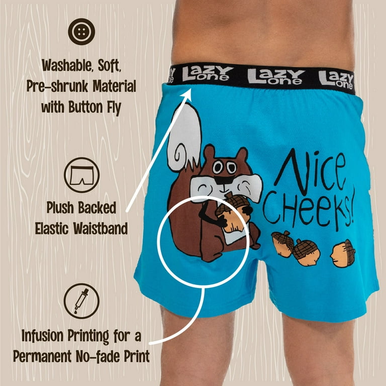 LazyOne Funny Animal Boxers, Nice Cheeks, Humorous Underwear, Gag Gifts for  Men, Large