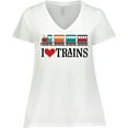thumbnail image 3 of Inktastic I Love Trains Women's Plus Size V-Neck T-Shirt, 3 of 5