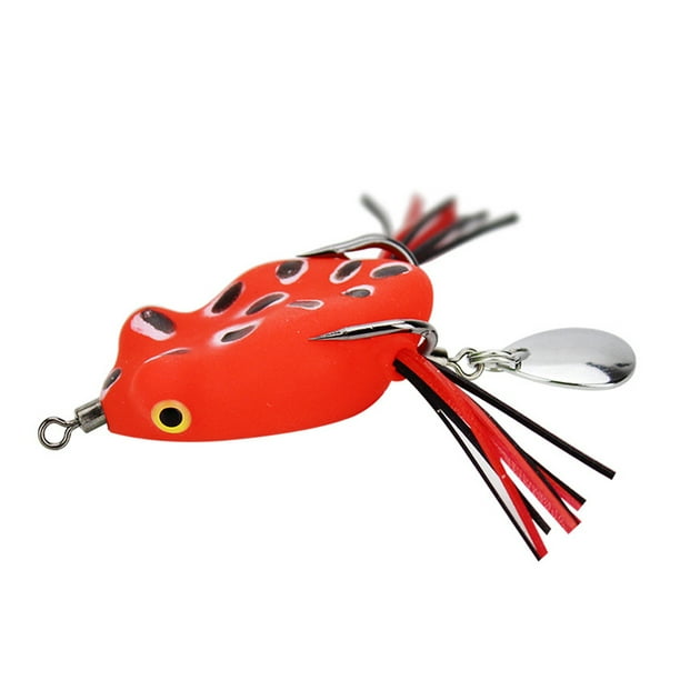 Langgg 3.2CM Fishing Bait Snakehead Frog Artificial Hollow Crankbait  Flexible Topwater Colored Wire Fish Lures Bass Carp Red 