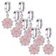 thumbnail image 1 of Aretes Unisex Flowers02 4Pares Flores Plata/Rosa Metal/Zirconia., 1 of 1
