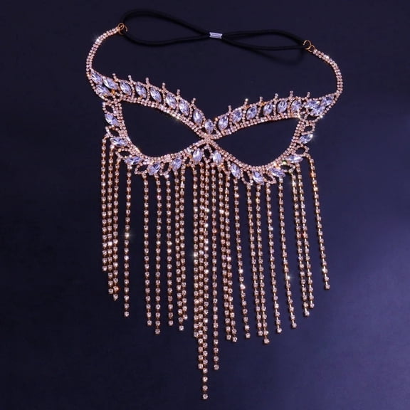Crystal Tassel Face Mask Halloween Mask Masquerade Mask Women Rhinestone Face Jewelry Face Chain