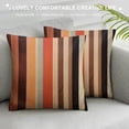thumbnail image 3 of ONETECH  Throw Pillow Covers Print Zippered Pillowcase Orange Copper and Pale Peach Abstract with Cool Glass and Vintage Stripe Design 18x18 Square Decor for Home Bed Couch Sofa, 3 of 5