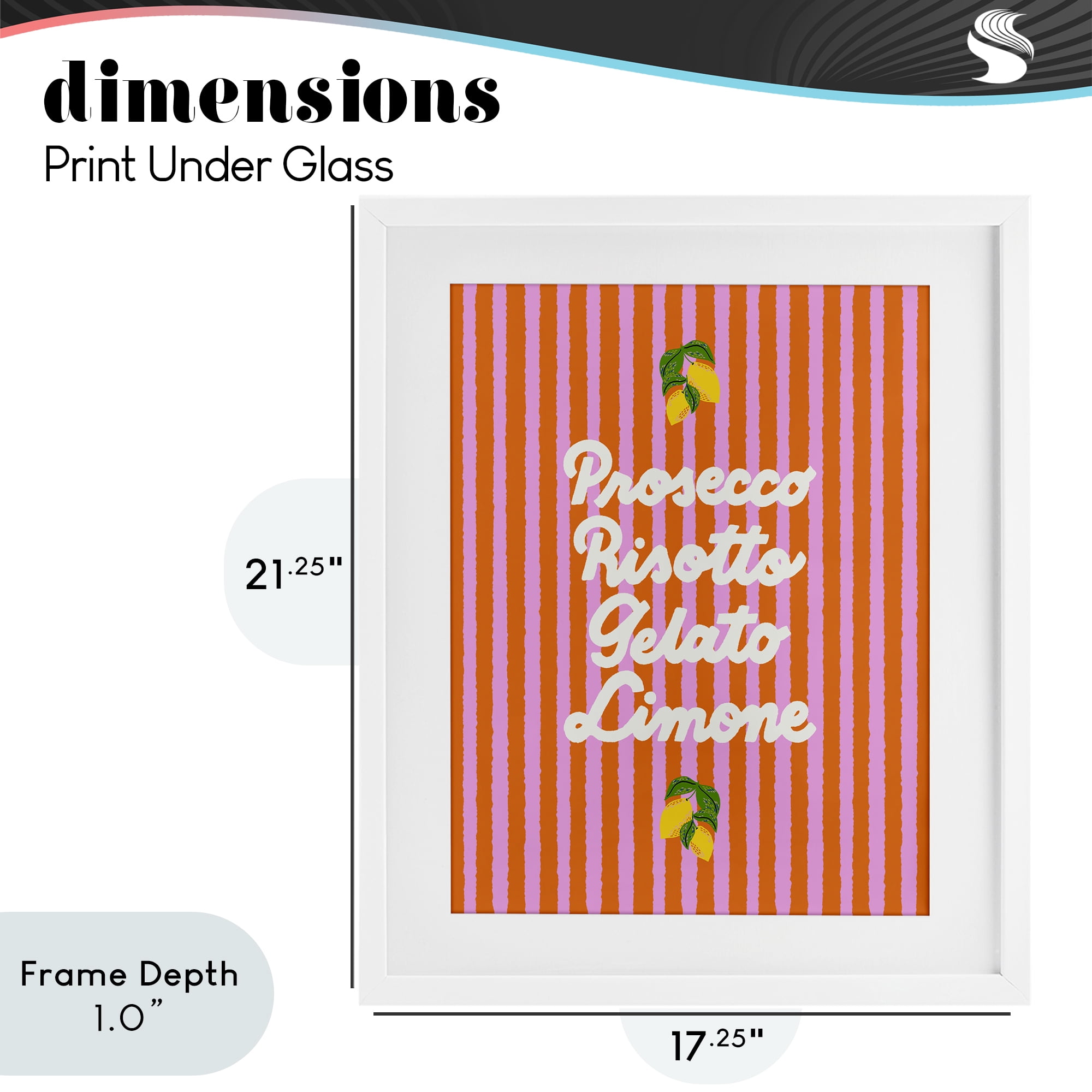 Stupell Industries Italian Enjoyment over Stripes White Framed Print Under Glass, design by Indira Prieto | IndySign