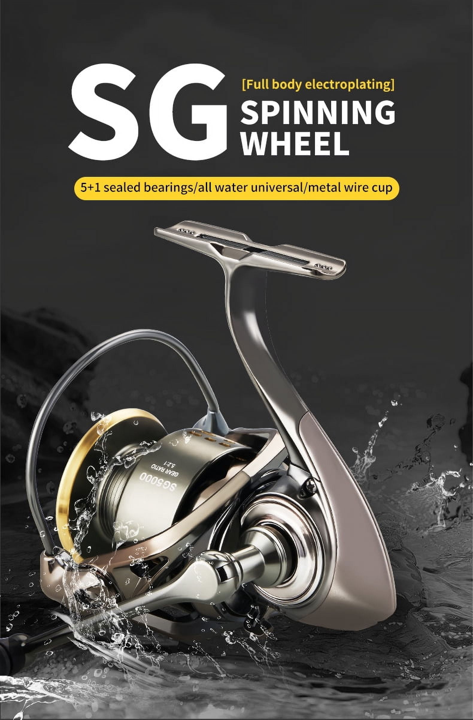 DEUKIO New 2000-7000 Series Fishing Reel 5.2:1 4.9:1 MAX Drag Power 26lbs Aluminum Spool Freshwater Fish Alarm Spinning Reel