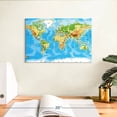 thumbnail image 3 of Elephant Stock Physical World Map Wall Art - Horizontal Canvas Wall Art - Living Room Wall Decor - Map Canvas - Blue And White Decor - 12" x 8", 3 of 8