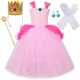 thumbnail image 2 of Disfraz de princesa Peach para niña, vestido de tul largo rosa para fiesta de cumpleaños, atuendo para niños pequeños, ropa de fiesta de Halloween, 2 of 5