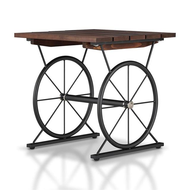 Furniture of America Table d'Appoint à Empattement Roulant en Bois Brun Grange