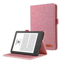 ELEHOLD Case for Kindle Paperwhite 5 (11th Generation) 20211, Heavy Duty Protection Fabric Case Print Flip Fold Stand Cover with Card Slots,Pink