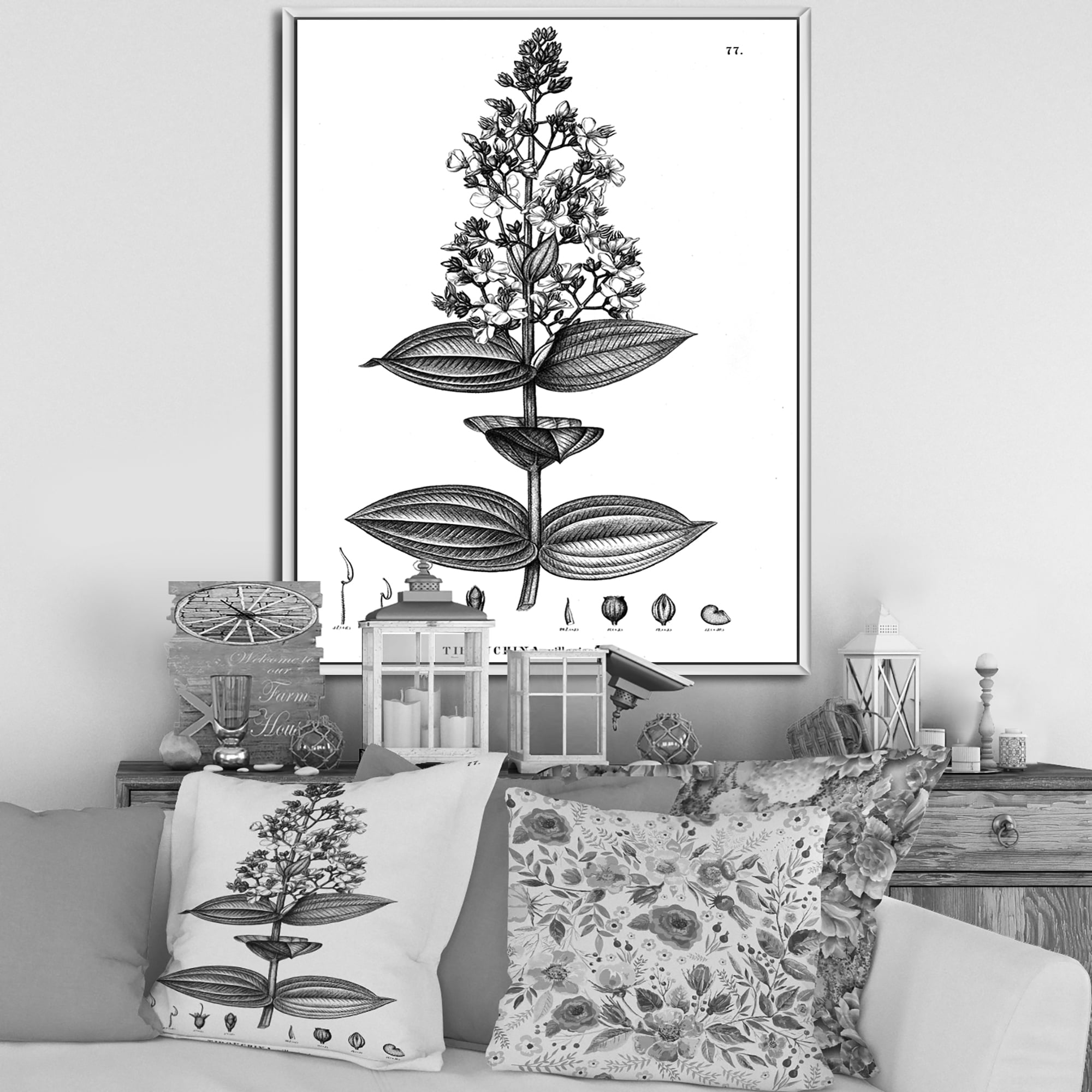 Ancient American Flora VI 12 in x 20 in Framed Painting Canvas Art Print, by Designart