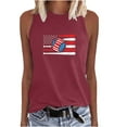 thumbnail image 2 of Usmixi Womens Tank Tops Baseball US Flag Print Crewneck Sleeveless Shirts 4th July Independence Day Loose Fit Racerback Tank Tops Wine XL Clothes, 2 of 5
