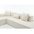 thumbnail image 5 of SEENYOO 129" L-Shape Modular Sectional - Terrycloth Right Chaise Sofa, No Assembly Cloud Couch for Living Room & Bedroom, Beige, 5 of 12