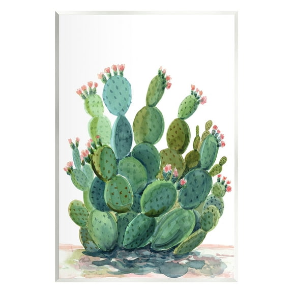 Stupell Botanical Desert Prickly Pear Cactus Botanical & Floral Painting Wall Plaque Unframed Art Print Wall Art