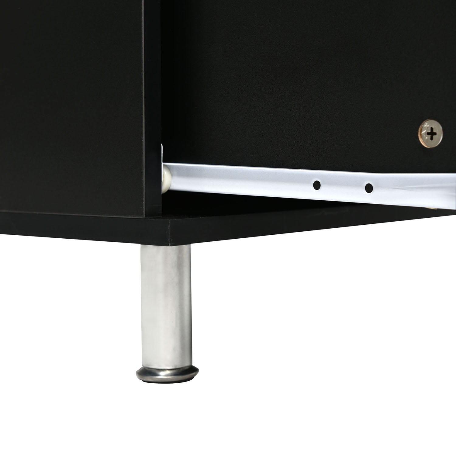 Kadyn TV Stand, Entertainment Center TV Console with Sliding Glass Door and Drawers for TV Up to 70", Black