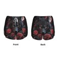 thumbnail image 3 of Susaid Rose Full Moon Black Wolf Print Women's High Waisted Running Shorts Quick Dry Athletic Gym Track Workout Shorts Zip Pocket-Small, 3 of 7