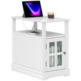 thumbnail image 2 of Coffee Tables HOMCOM End Table with Charging Station, Narrow Side Table with USB Ports and Outlets, Small Table with Hidden Storage and Open Shelf for Living Room, White,Coffee Tables With Storage, 2 of 8