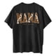 thumbnail image 5 of Puntoco Camiseta informal con estampado de doble cara para mujer, cuello redondo, hombros caídos, manga corta, 5 of 5