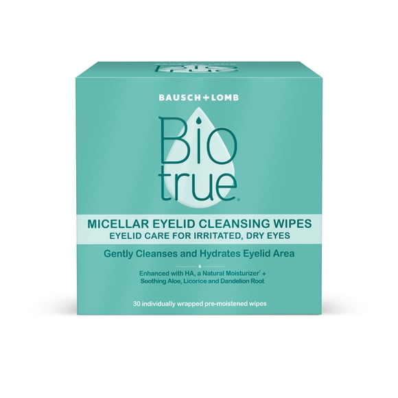 Biotrue Lingettes Micellaires Nettoyantes pour les Paupières Sans Parfum, 30 Unités