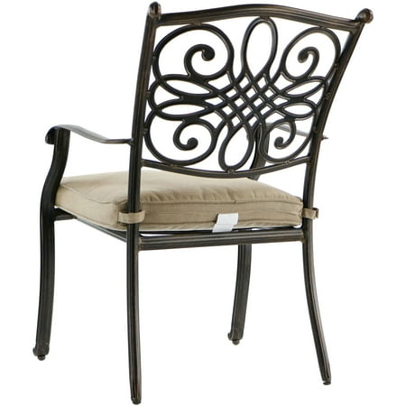 Hanover Traditions 9-Piece Rust-Free Aluminum Outdoor Patio Dining Set with Tan Cushions, 8 Dining Chairs, and Tempered Glass Rectangular Dining Table, TRADDN9PCG
