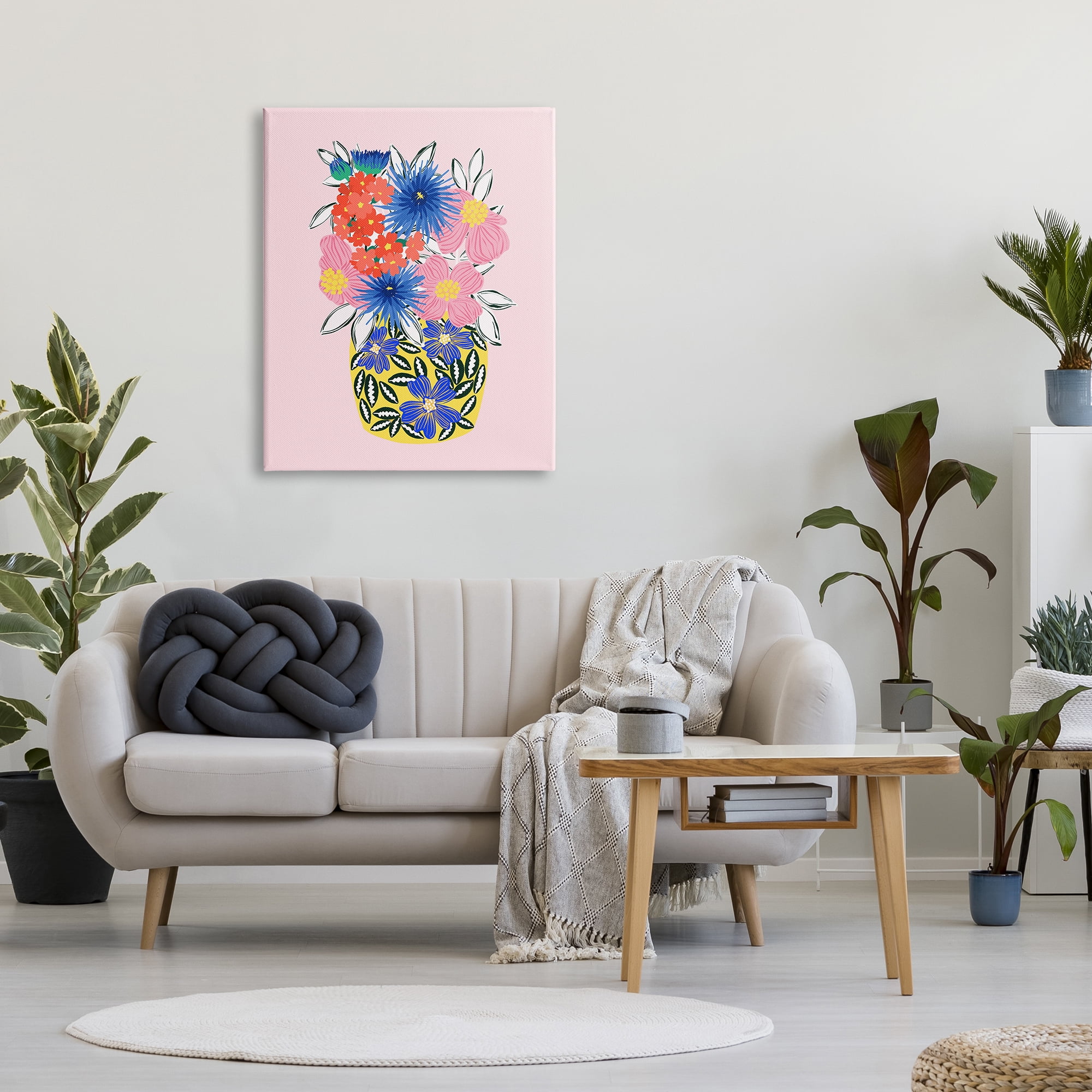 Stupell Industries Patterned Bouquet Vase Botanical & Floral Painting Gallery Wrapped Canvas Art Print Wall Art, 30 x 40