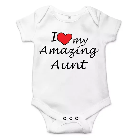 I Love My Amazing Aunt Best Shower Gift Cute Funny Infant Message Baby Bodysuit Cute Baby Onesie, BABY BODYSUIT LAT 4424