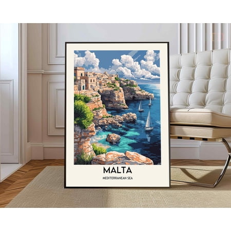 Malta Poster, Maltamalta Print, Malta Photo, Malta Poster Print, Malta Travel Poster, Malta Valletta, Valletta City, Malta Gift Wall Art, Modern Wall Decor, 8x12 UNFRAMED