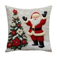 thumbnail image 1 of Funda de cojín navideña de 18 x 18 pulgadas con renos de Papá Noel y cremallera oculta, funda de cojín con árbol y muñeco de nieve, 1 of 7