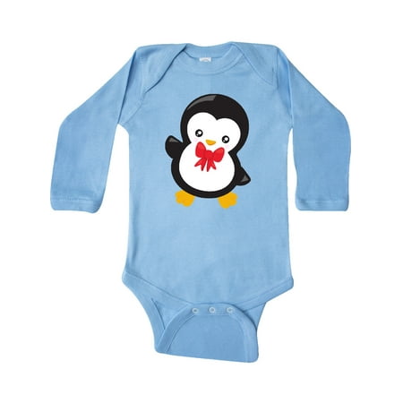 

Inktastic Penguin With Red Bow Tie Cute Penguin Gift Baby Boy or Baby Girl Long Sleeve Bodysuit
