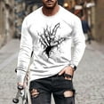 thumbnail image 2 of YOIAVAIOY Men's Halloween T Shirts Skull Graphic Long Sleeve Tee Shirts Casual Loose Fit Pullover Tops Festival Casual Clothes White L, 2 of 6