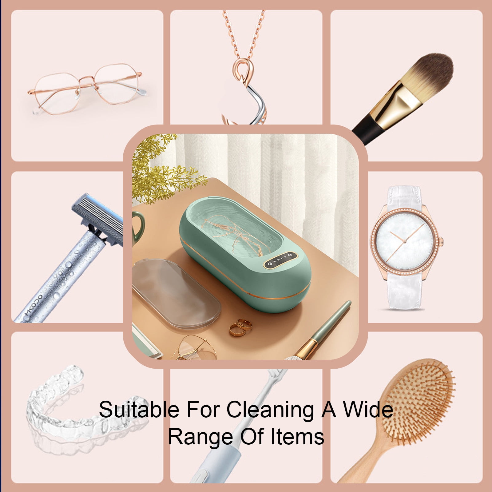 Specollect Clearance 2 Portable Small Frequency Vibration Sonic Jewelry Cleaner, 3/5/10 Minutes Timed Cleaner Machine for Jewelry, Eyeglasses, Rings, Watch Strap, Dentures, Jewelry