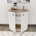thumbnail image 5 of Nuanse Storage Cabinet with Doors, White Accent Cabinet, Modern Free Standing Cabinet, Sideboard with Metal Base for Bedroom, Living Room, Kitchen and Office White Walnut Finish, 5 of 7