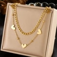 thumbnail image 3 of GKNET Women 18K Gold Plated Stainless Steel Love Heart Double Layer Chain Necklace, 3 of 5