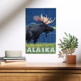 thumbnail image 2 of Alaska, Moonlight Moose Birch Wood Wall Sign (12x18 Rustic Home Decor, Ready to Hang Art), 2 of 5