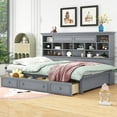 thumbnail image 3 of Harper & Bright Designs Twin Size Daybed with Multi-Storage Shelves and Drawers, Wooden BedFrame with Charging Station for Bedroom, Gray, 3 of 15