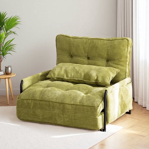 GOODONE Convertible Floor Sofa,Bean Bag Sofa with Pillows,Multifunctional Lazy Sofa with Pillows,Adult Reading Chair,Suitable for Bedroom or Living Room,Green,Single