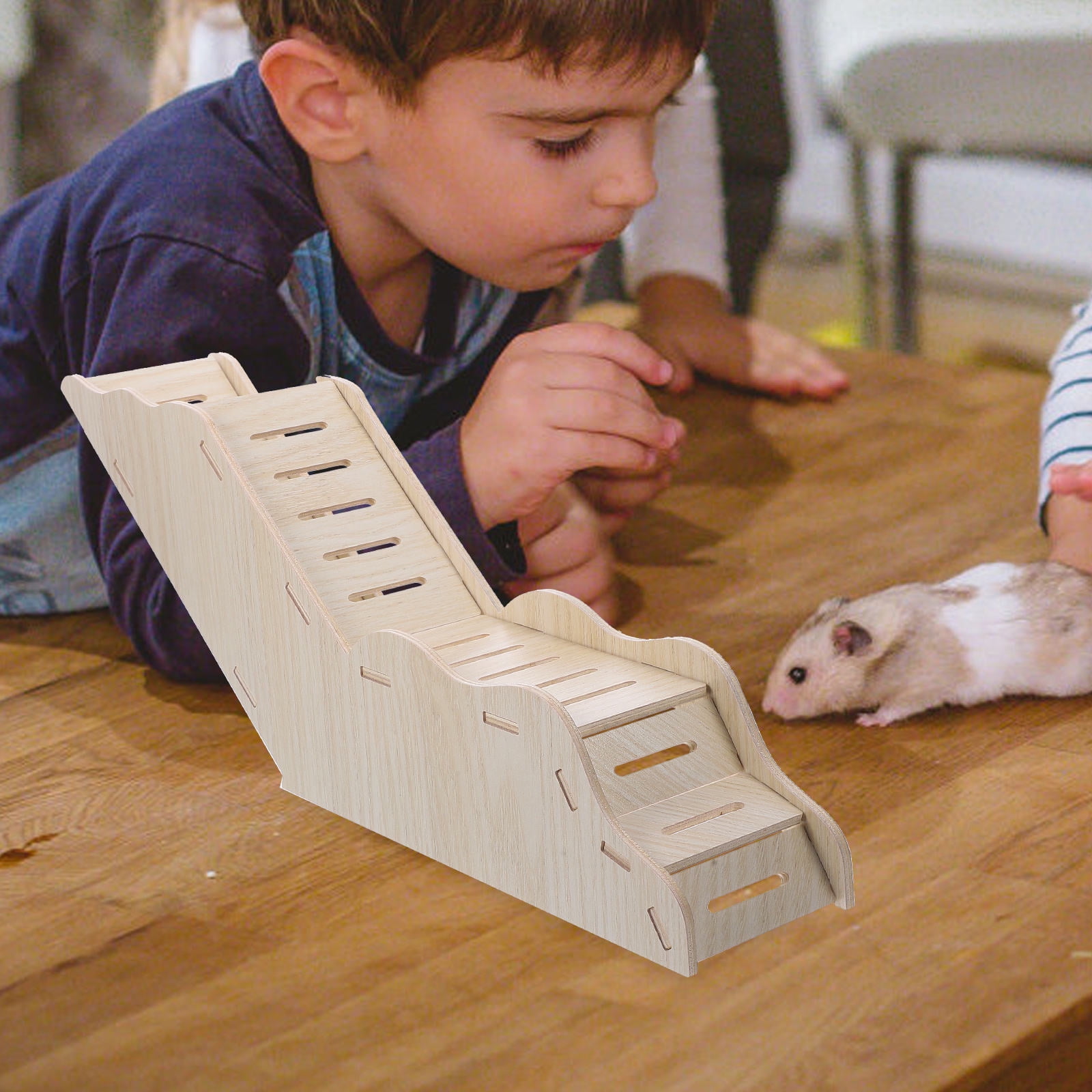 EXHUMKY Wooden Rodent Hideout Beige Space Saving Design Open Top Design Dwarf Hamster Cage Use