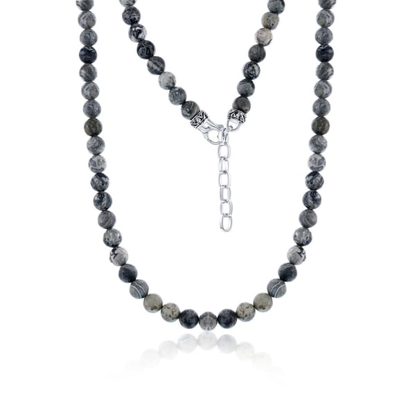 Beaux Bijoux Men's Stainless Steel Bead Necklace - Fine Beaded Necklaces - Unique Necklace for Him