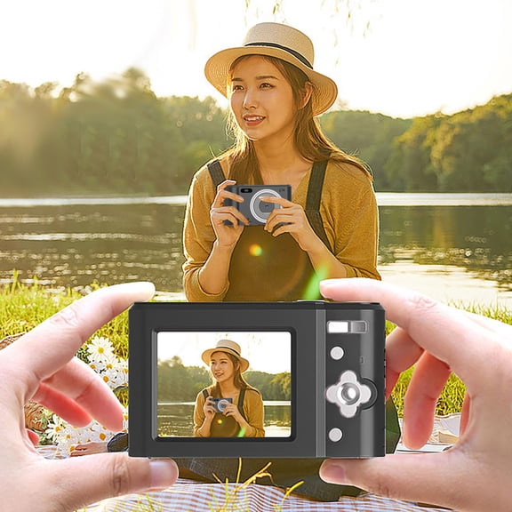 SNGMN 48MP HD Digital Camera, 2.4 Inch Screen, 16X Zoom, Anti Shake, Face Detection, 2.7K Video, 32GB Card Included