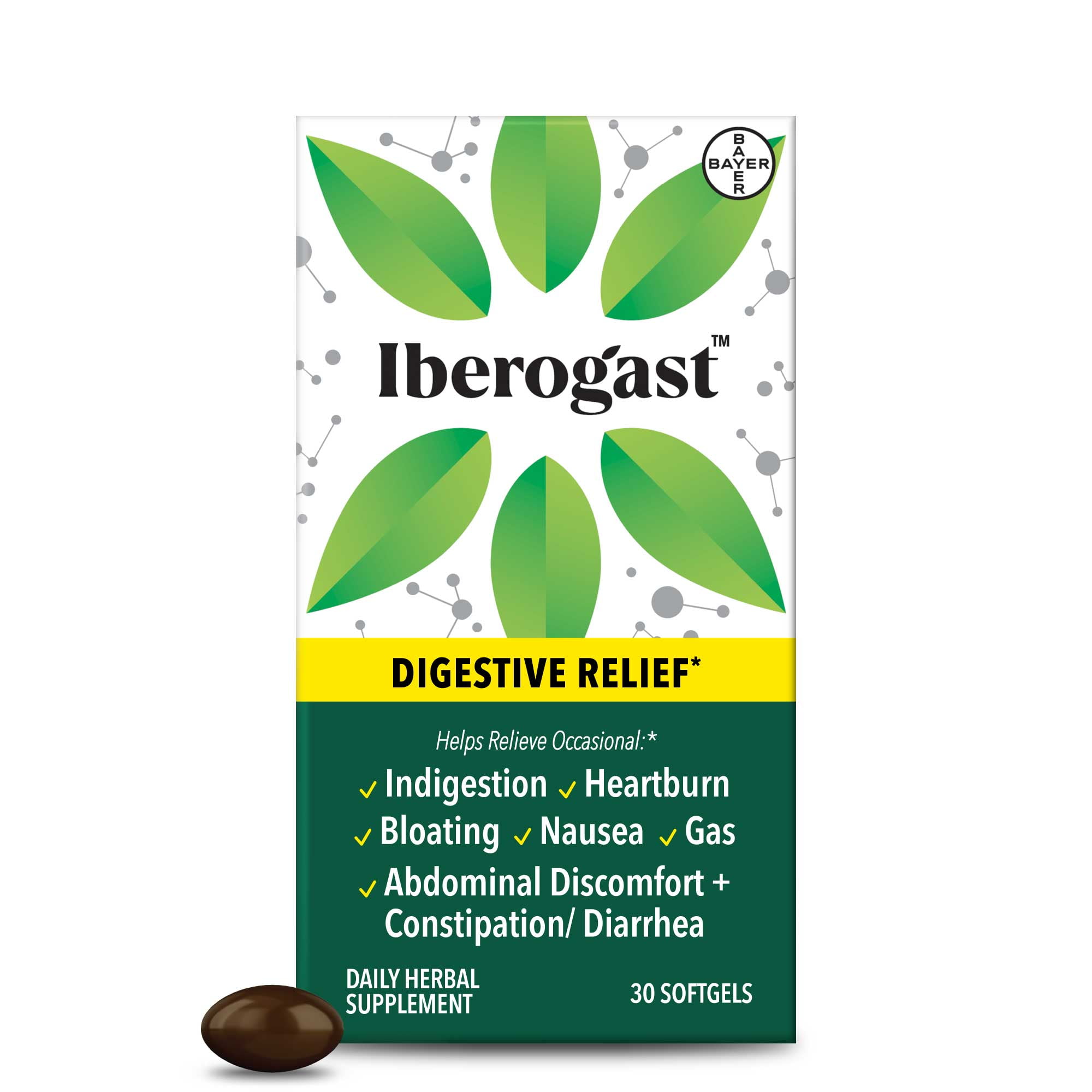 Iberogast Softgels for Occasional Upset Stomach (Indigestion, Bloating, Gas), 30 Count