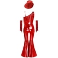 thumbnail image 4 of TTAO Combinaison Disco Métallique Brillante pour Filles avec Accessoires, Rétro, Franges, Danse Funky, Rouge 14, 4 of 6