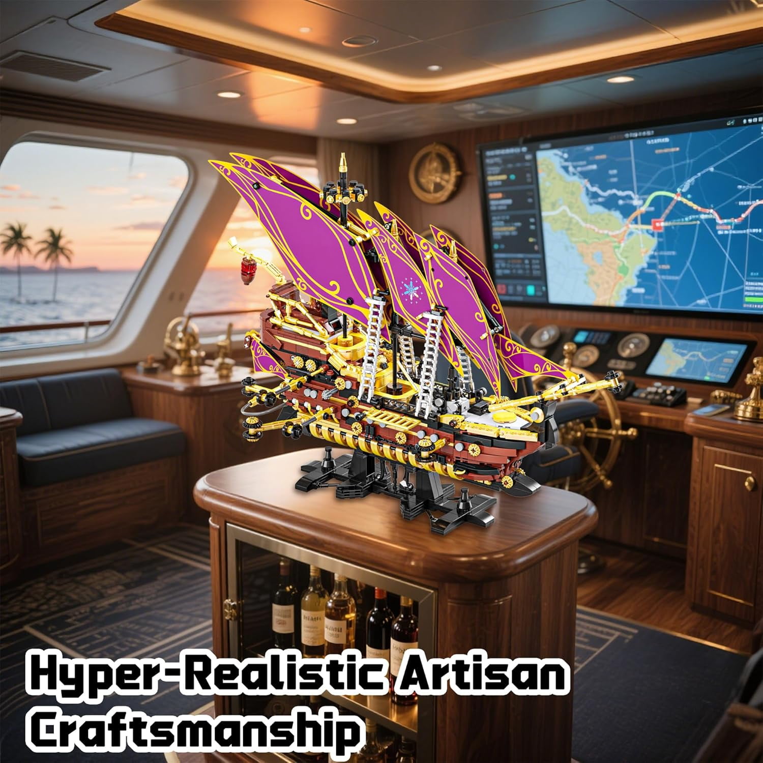 Honchoes Pirate Ship Building Set with LED Compatible with Lego Ship Model Toy for Adults Boys 2285 Pcs
