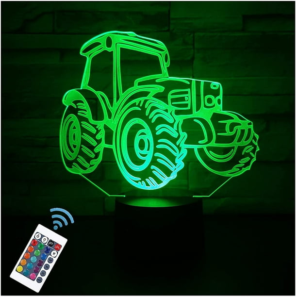 FYBTO Tracteur Veilleuse, 16 Couleurs Télécommande & Smart Touch Dimmable  3D Illusion Lampe de Chevet, Décoration de Chambre Anniversaire Noël Jouet  Cadeau pour Enfants Garçons Filles Amis 