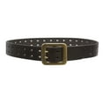 thumbnail image 2 of 1.5" Leather Belt with double-prong Brass Buckle & Snap-On Strap for Men and Women, 2 of 2