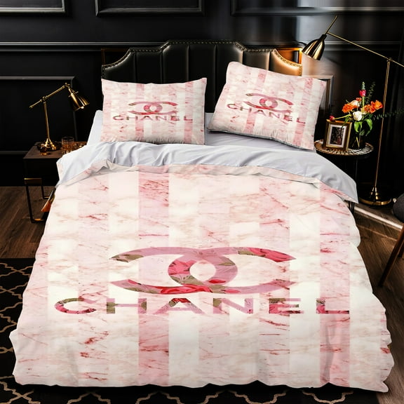 Chic 3-Piece Pink & White Duvet Cover Set Luxurious Bedding for Stylish Bedrooms
