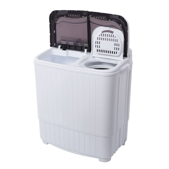 Hassch Semi-Automatic Washing Machine with 2 Tub, Compact Laundry Machine with Built-in Drain for Home, Apartment, Gray
